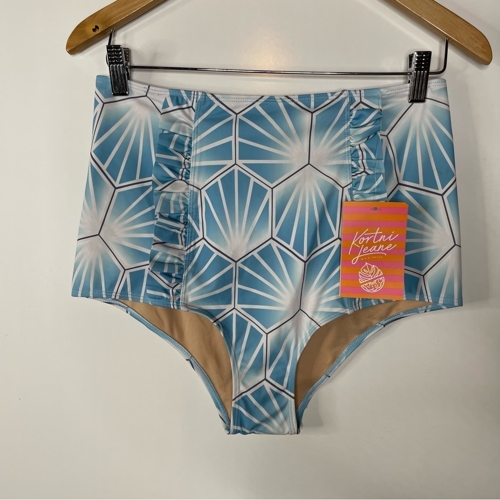 Kortni Jeane High Waist Ruffle Swim Bottom Large